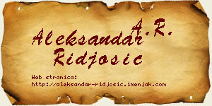 Aleksandar Riđošić vizit kartica